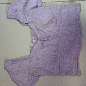 lilac blouse with white flowers